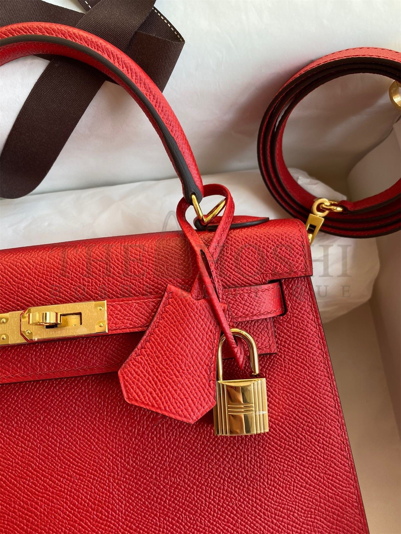 H**me5 Epsom Kelly 25cm Sellier Handmade Red Bag Master Quality