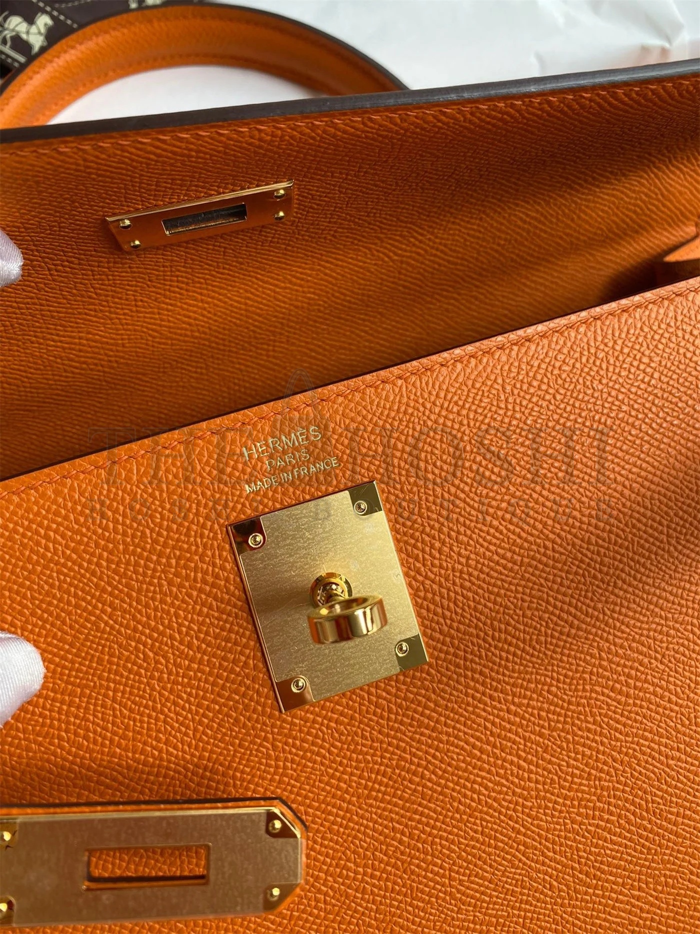 H**me5 Kelly Sellier 32 Handmade Bag In Orange Epsom Calfskin Master Quality
