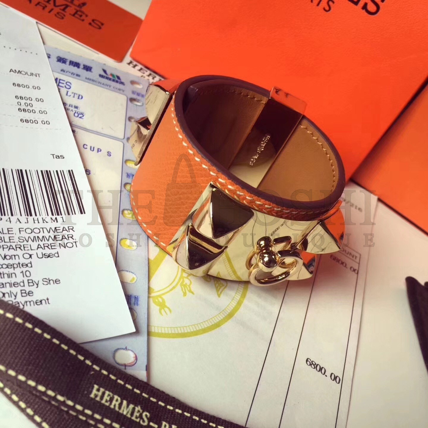 H**me5 Orange Epsom Collier de Chien Bracelet Size S Master Quality
