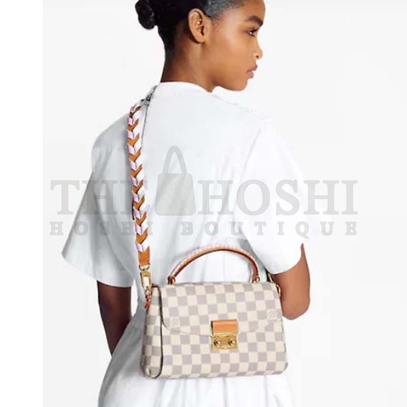 L0vis Vvtt0n LV Women Croisette Hand Bag Pink Damier Azur Coated Canvas Master Quality