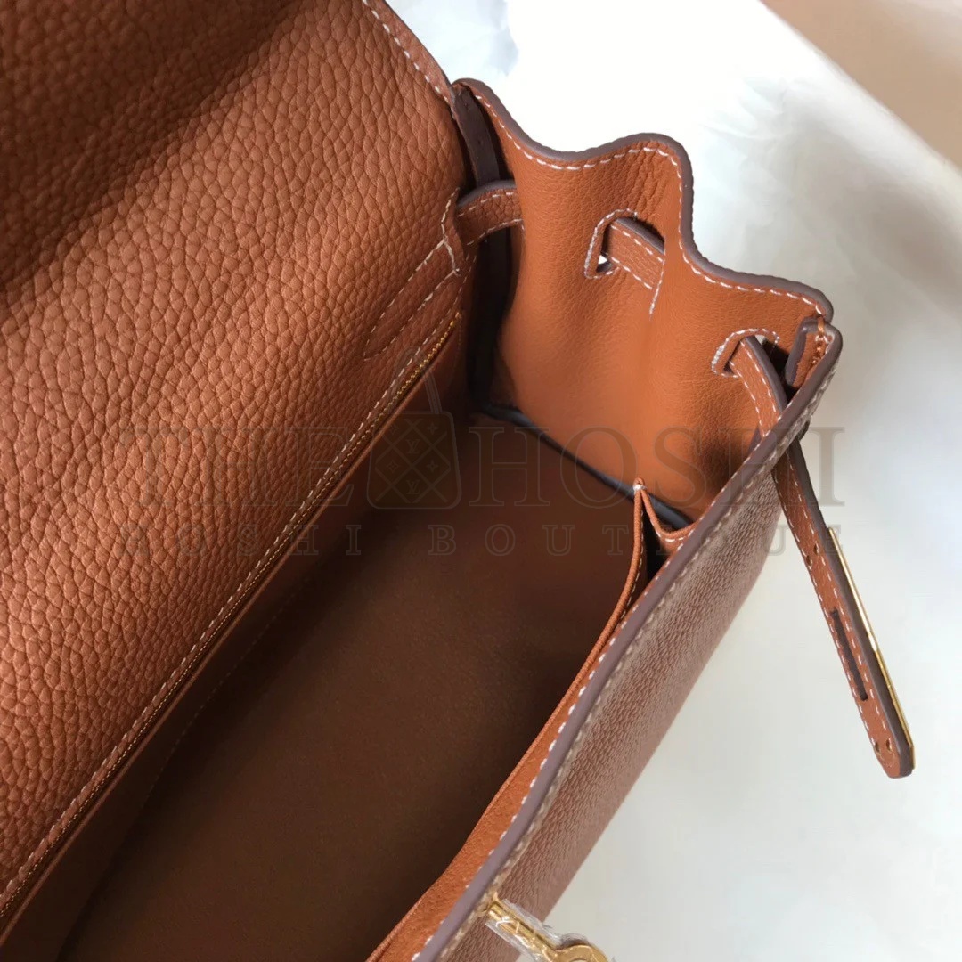 H**me5 Kelly 25cm Retourne Bag in Gold Clemence Leather GHW Master Quality