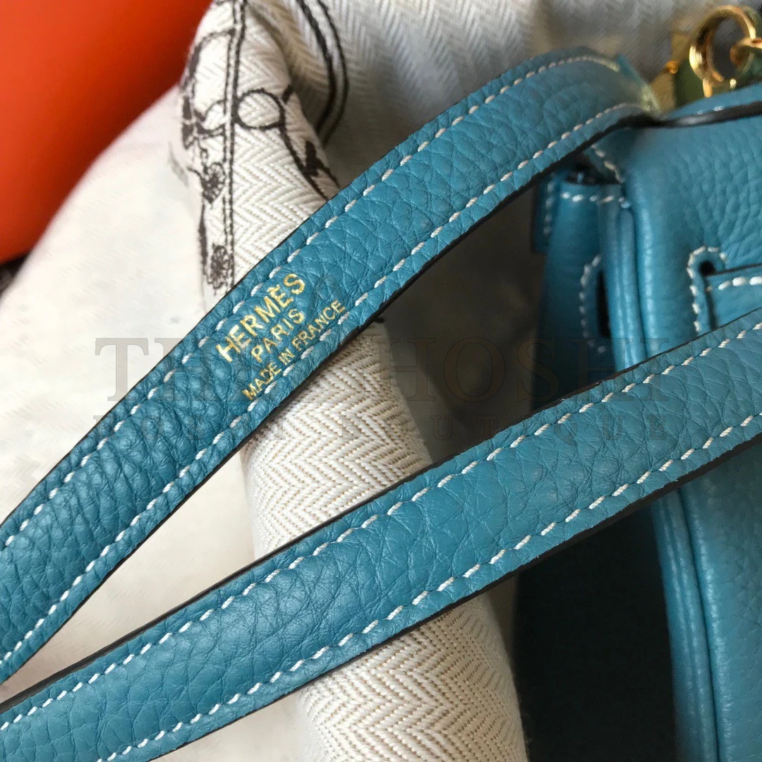 H**me5 Kelly 20cm Bag In Blue Jean Clemence Leather GHW Master Quality