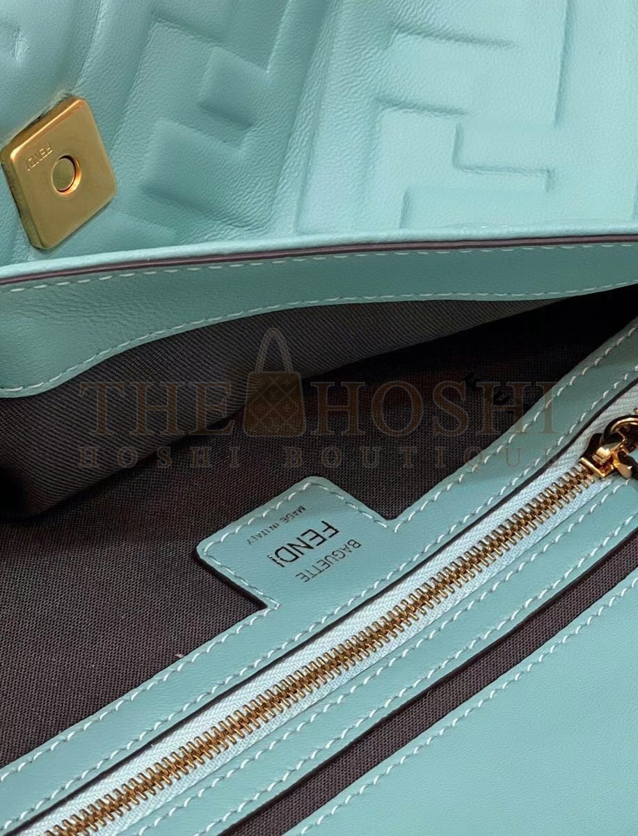F**di Large Baguette Bag In Blue FF Nappa Leather Master Quality