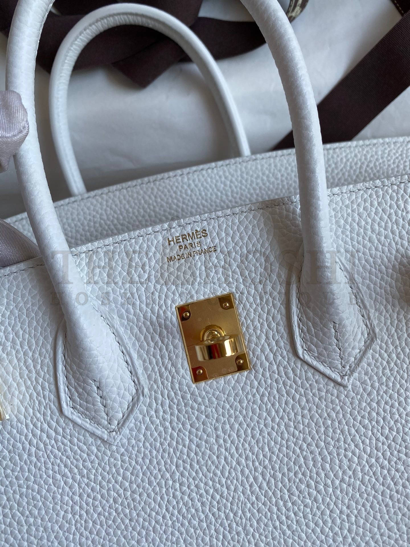 H**me5 Birkin 25 Retourne Handmade Bag In White Clemence Leather Master Quality