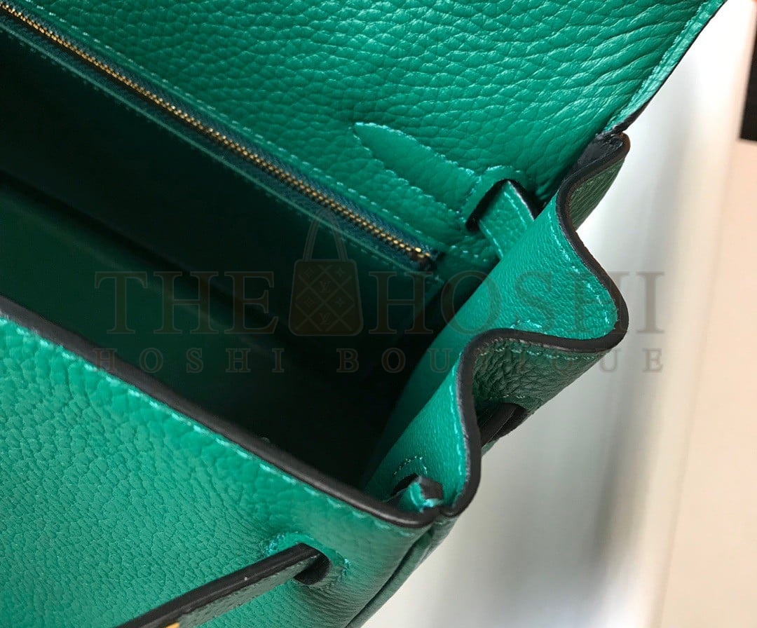 H**me5 Kelly 28cm Retourne Bag in Malachite Clemence Leather GHW Master Quality