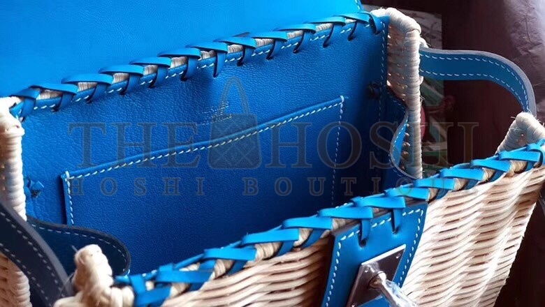 H**me5 Blue Picnic Kelly Mini 20cm Wicker Bag Master Quality