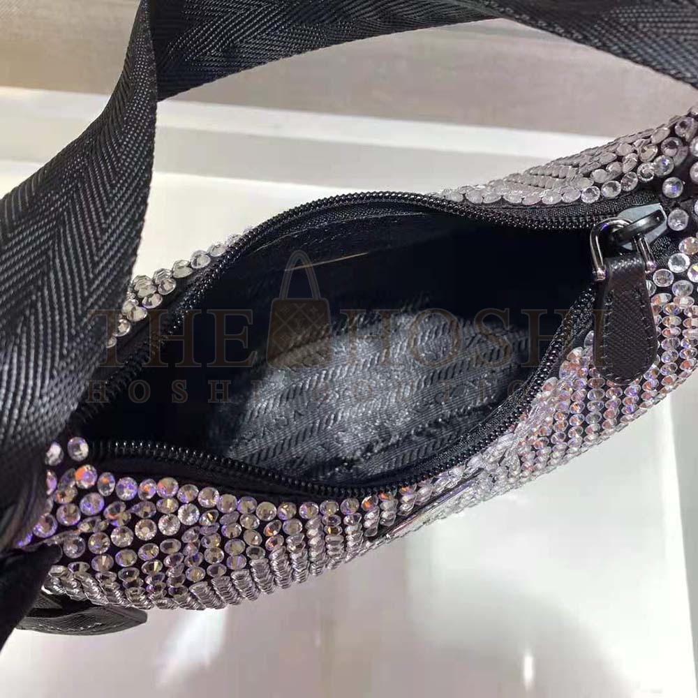 Pra*a Women Duchesse and Crystal Mini-Bag-Black Master Quality