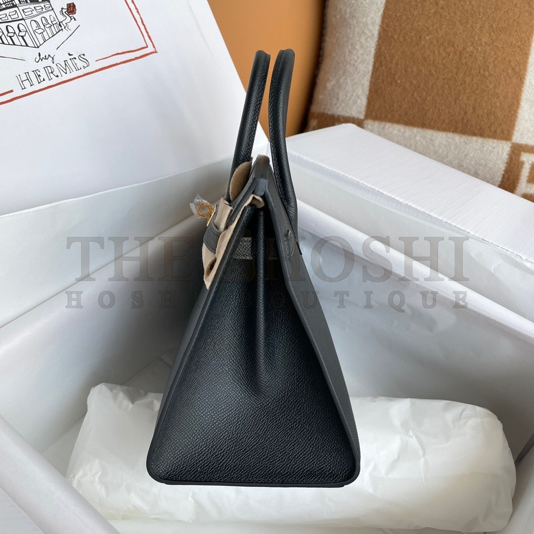 H**me5 Birkin 25 Sellier Handmade Bag In Black Epsom Calfskin Master Quality