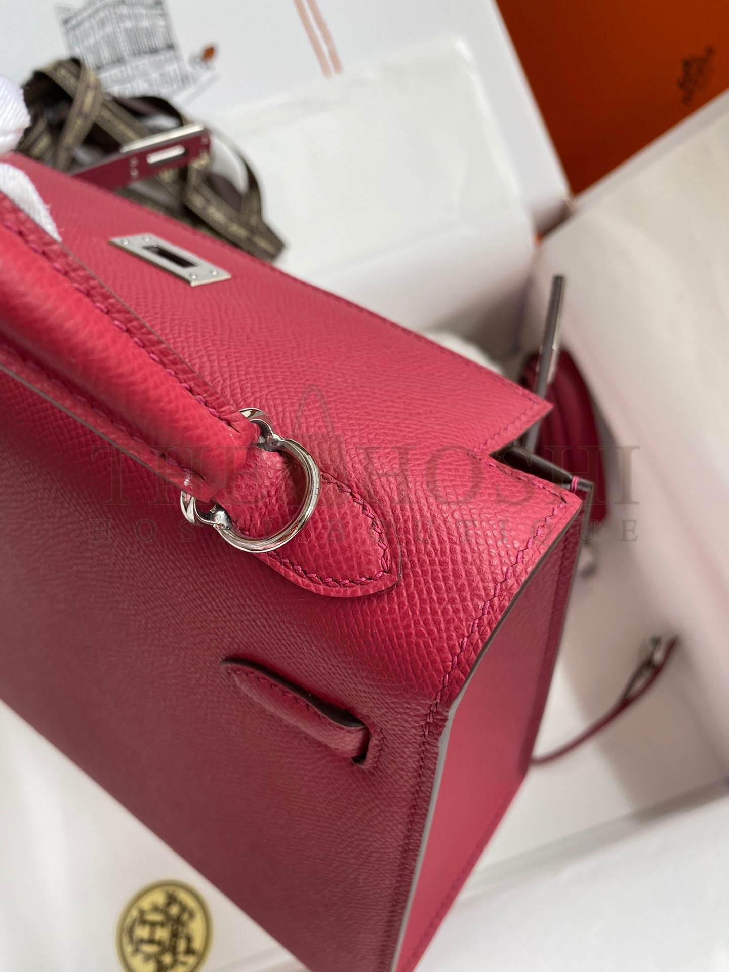 H**me5 Kelly Sellier 25 Handmade Bag In Ruby Epsom Calfskin Master Quality