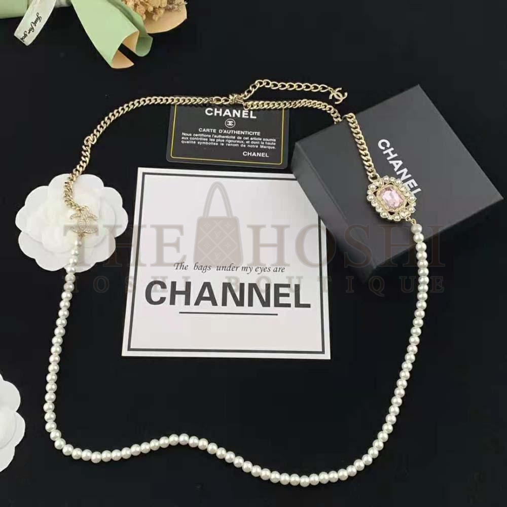 Ch**el Women Long Necklace in Metal Resin Glass Pearls and Strass Master Quality