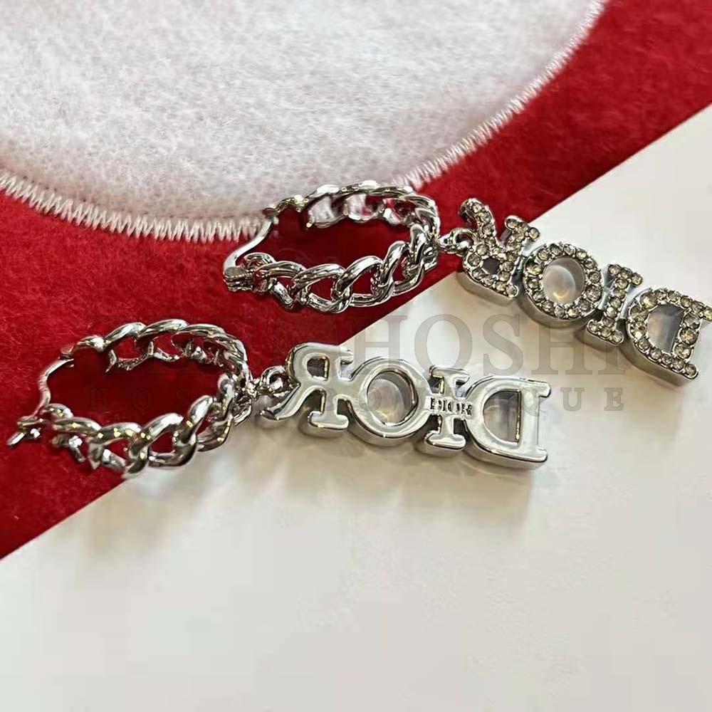 D10r Women Dio(r)evolution Earrings Silver-Finish Metal and Silver-Tone Crystals Master Quality
