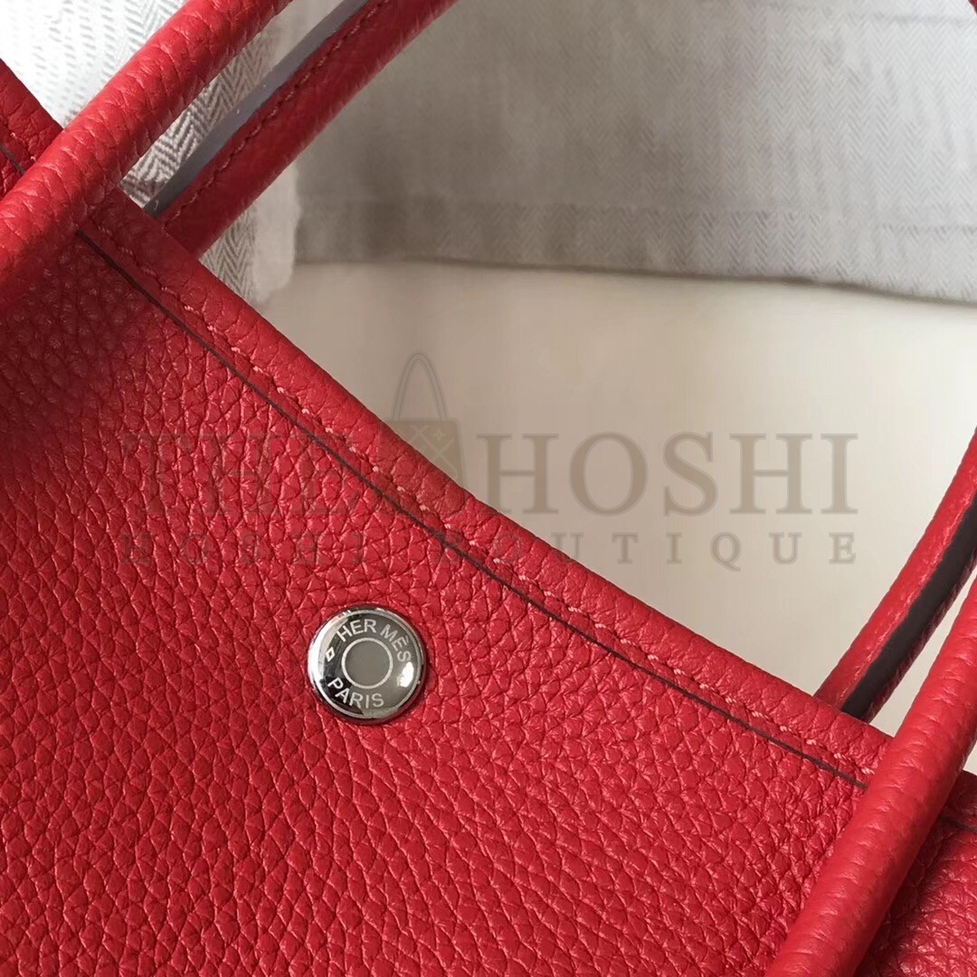 H**me5 Garden Party 30 Bag In Red Clemence Leather Master Quality