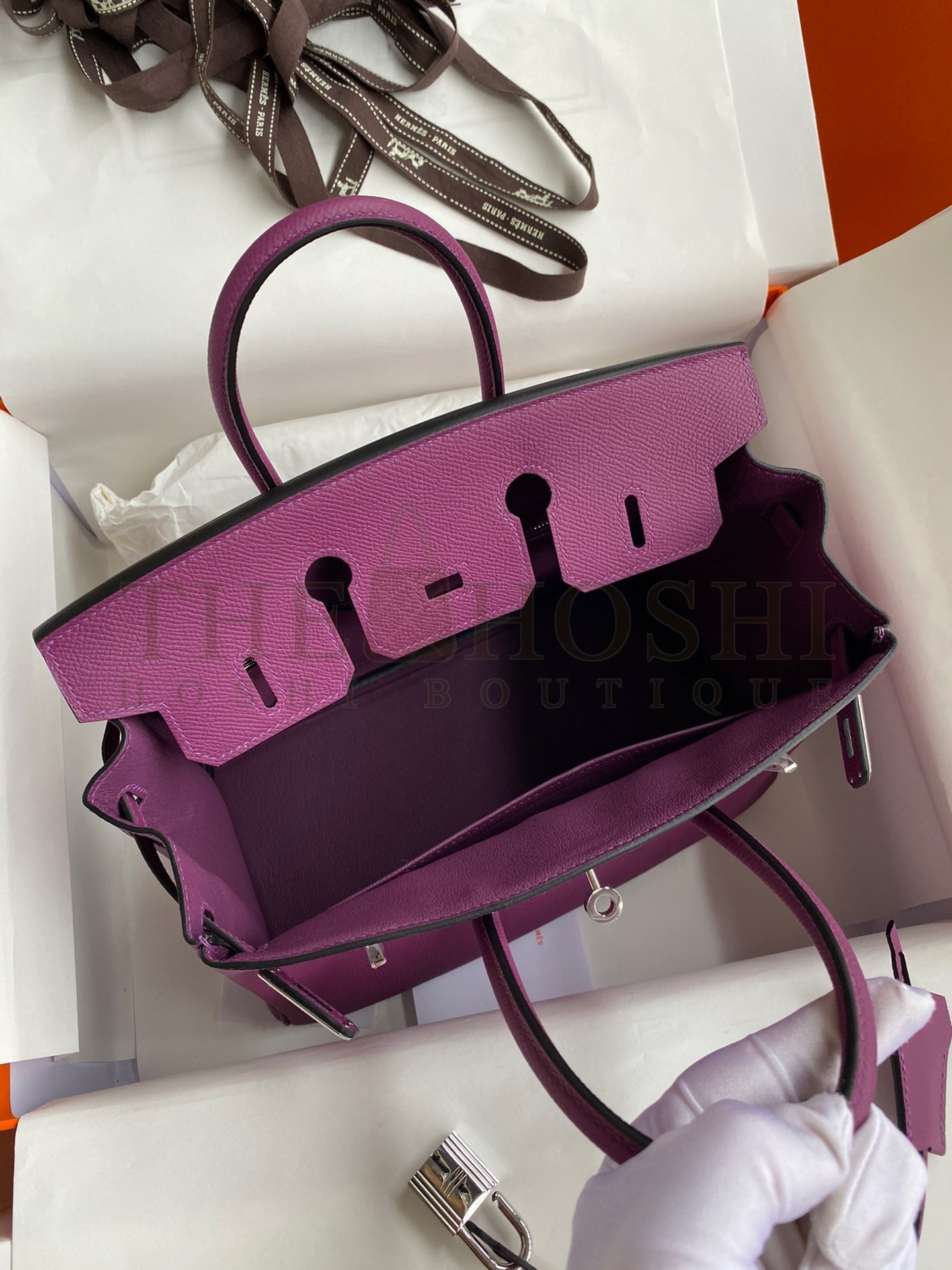 H**me5 Birkin 25 Retourne Handmade Bag In Anemone Epsom Calfskin Master Quality