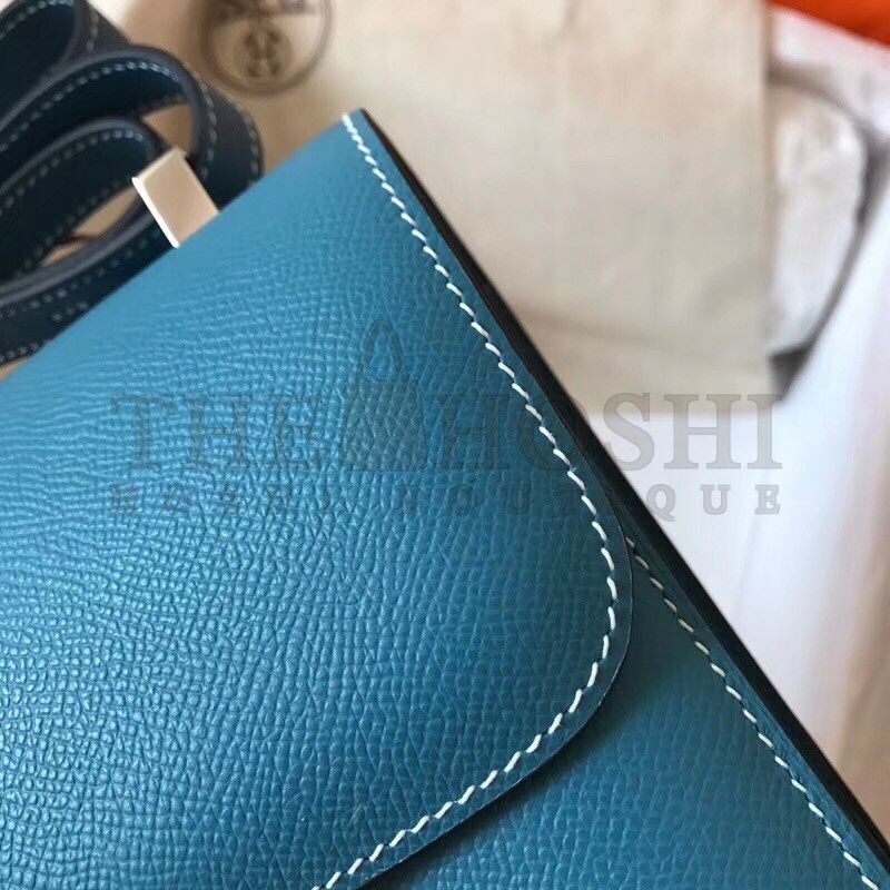 H**me5 Epsom Constance 24cm Blue Jean Handmade Bag Master Quality