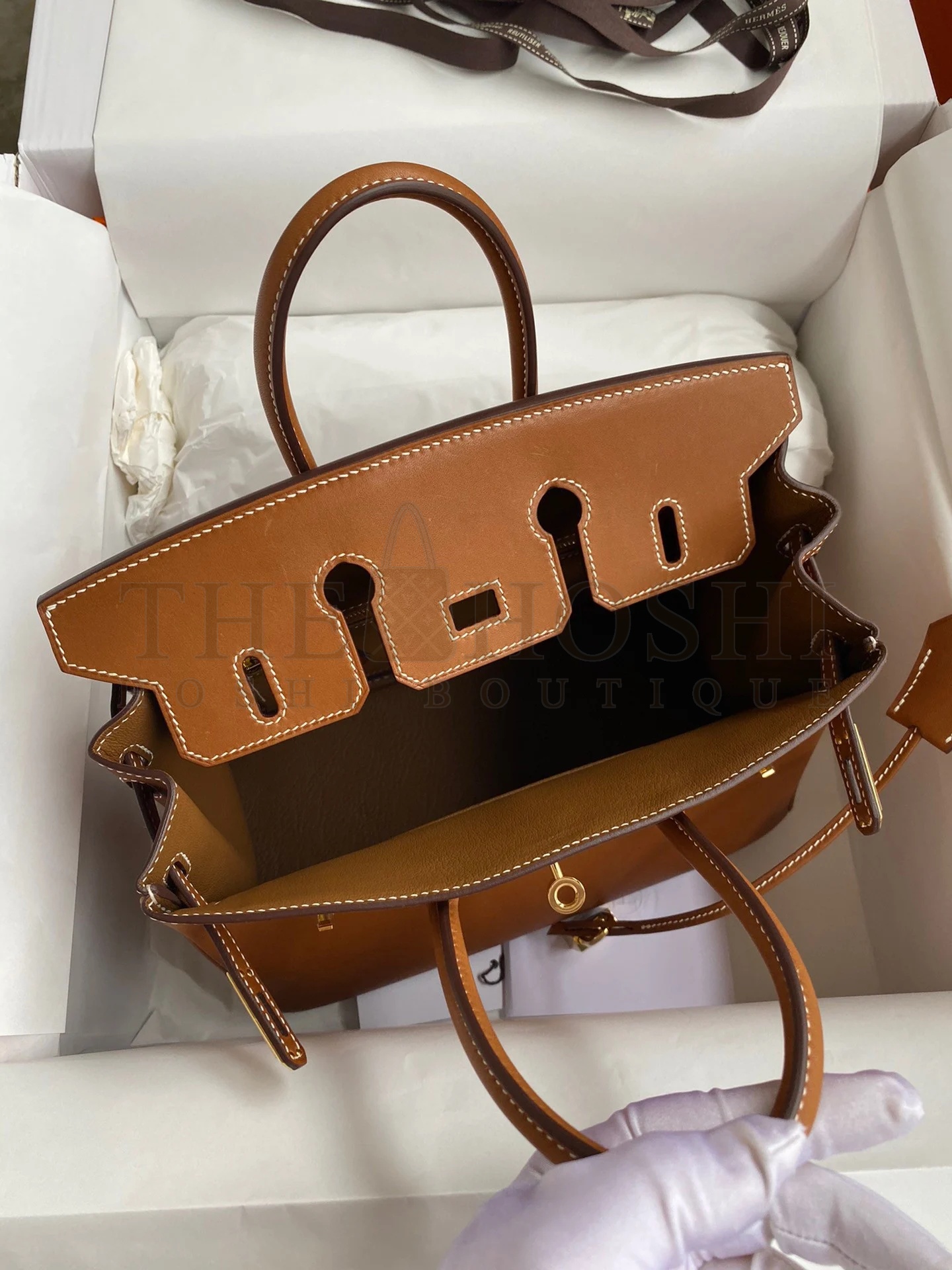 H**me5 Birkin 25 Retourne Handmade Bag In Gold Barenia Calfskin Master Quality