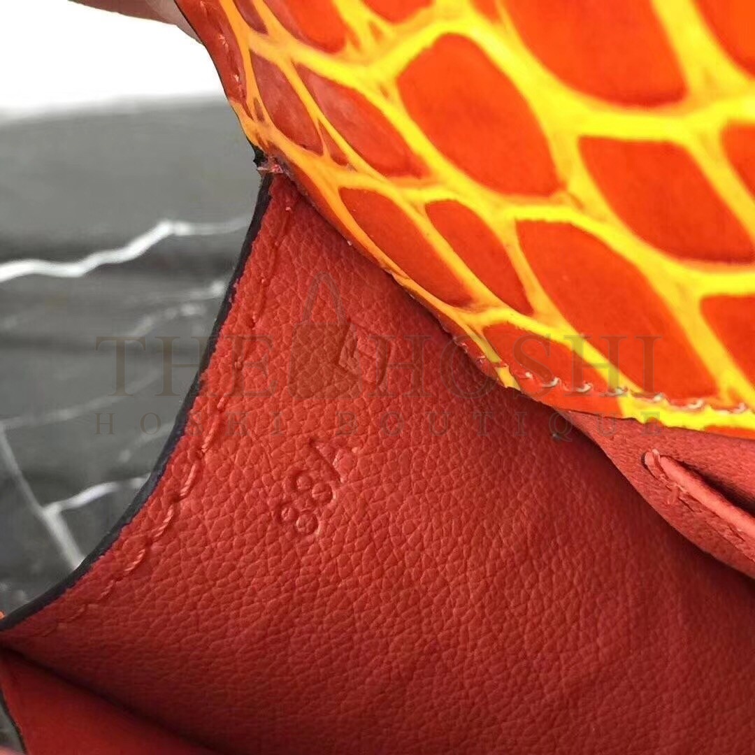 H**me5 Medor Clutch Bag In Orange Crocodile Leather Master Quality