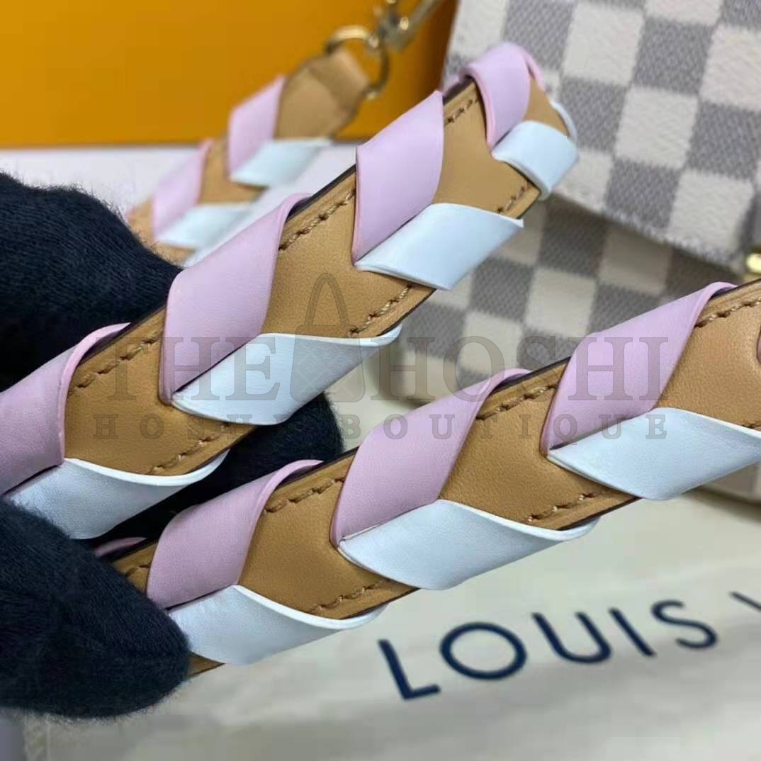 L0vis Vvtt0n LV Women Croisette Hand Bag Pink Damier Azur Coated Canvas Master Quality