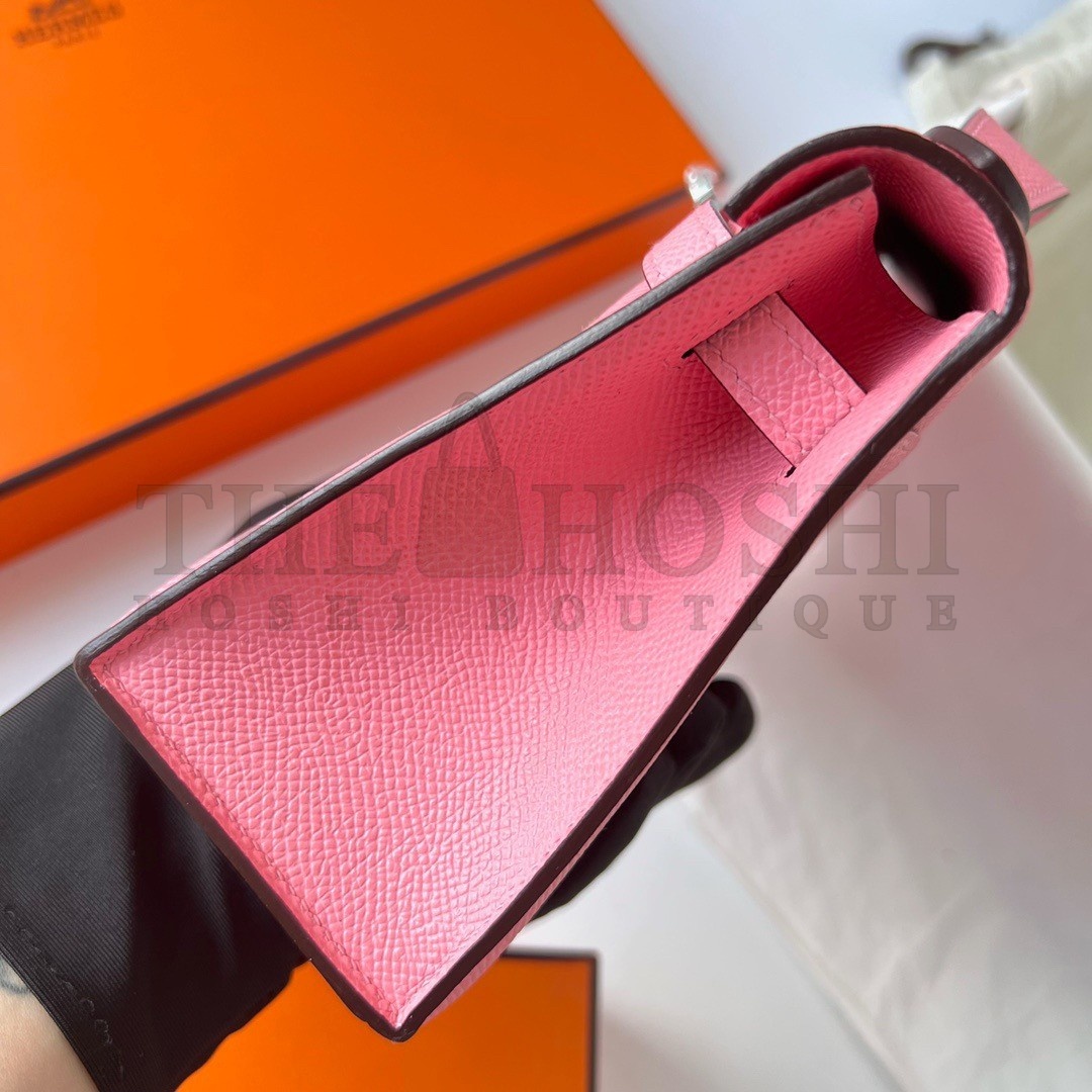 H**me5 Kelly Pochette Handmade Bag In Rose Confetti Epsom Calfskin Master Quality