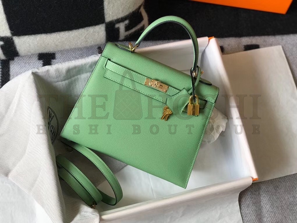 H**me5 Vert Criquet Epsom Kelly 28cm Sellier Bag GHW Master Quality