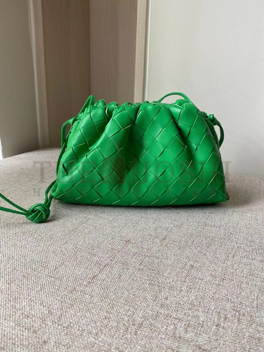 B0tt*ga Ven*ta Mini Pouch with Strap in Parakeet Intrecciato Lambskin Master Quality
