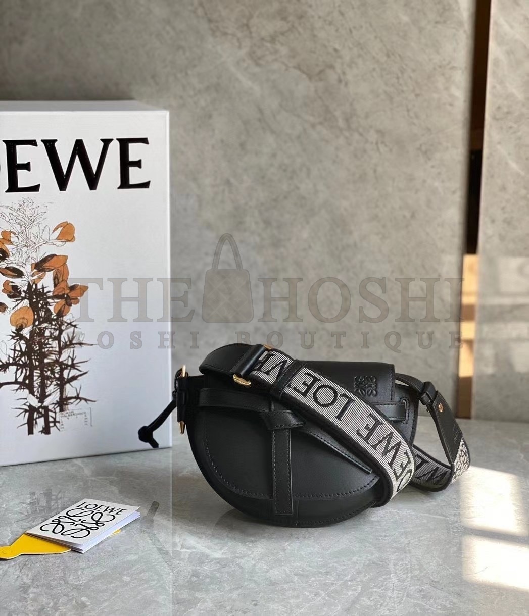 L0ew* Mini Gate Dual Bag In Black Calfskin Master Quality