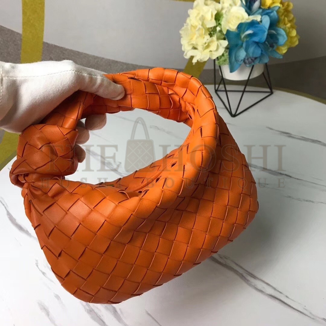 B0tt*ga Ven*ta Mini BV Jodie Bag In Orange Woven Leather Master Quality