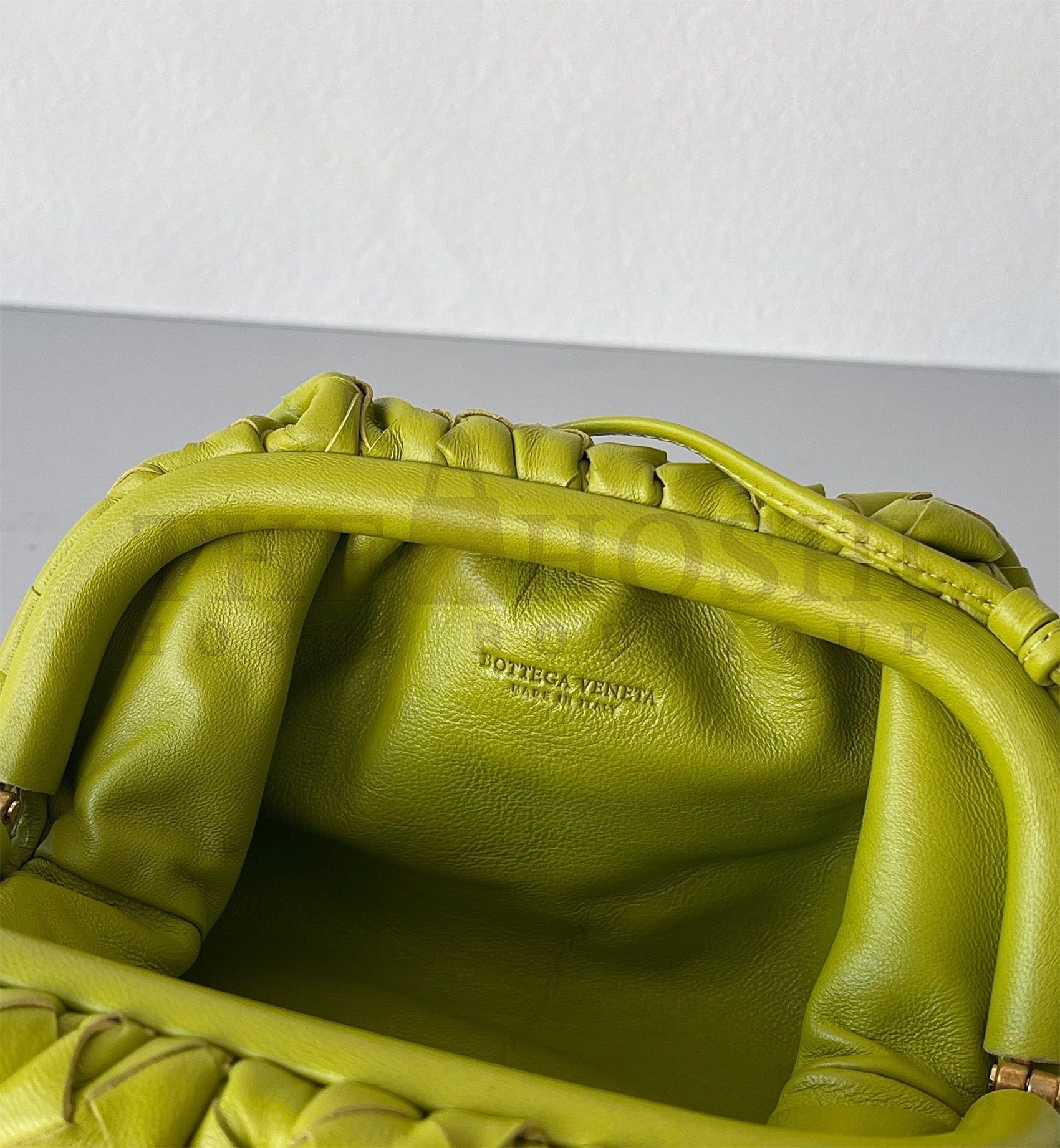 B0tt*ga Ven*ta Mini Pouch with Strap in Kiwi Intrecciato Lambskin Master Quality