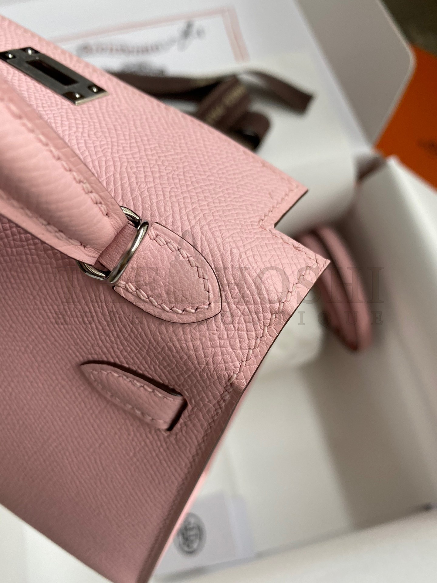 H**me5 Kelly Mini II Sellier Handmade Bag In Rose Sakura Epsom Calfskin Master Quality