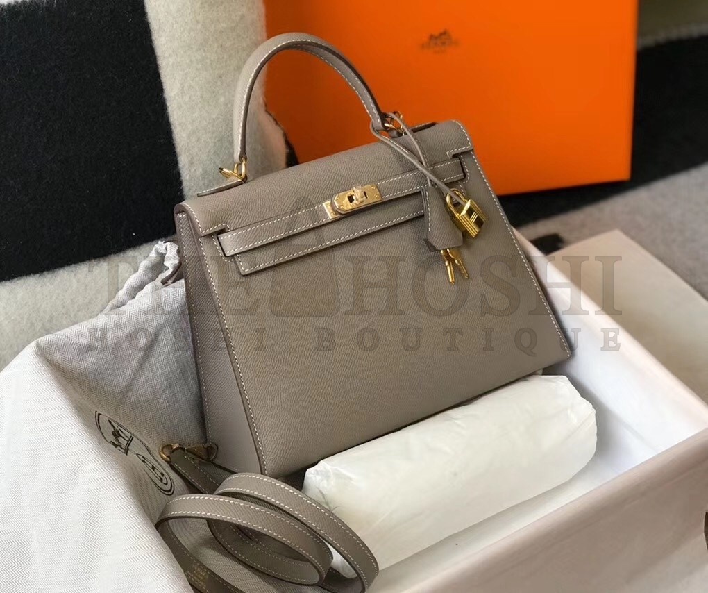 H**me5 Gris Asphalt Epsom Kelly 25cm Sellier Bag GHW Master Quality