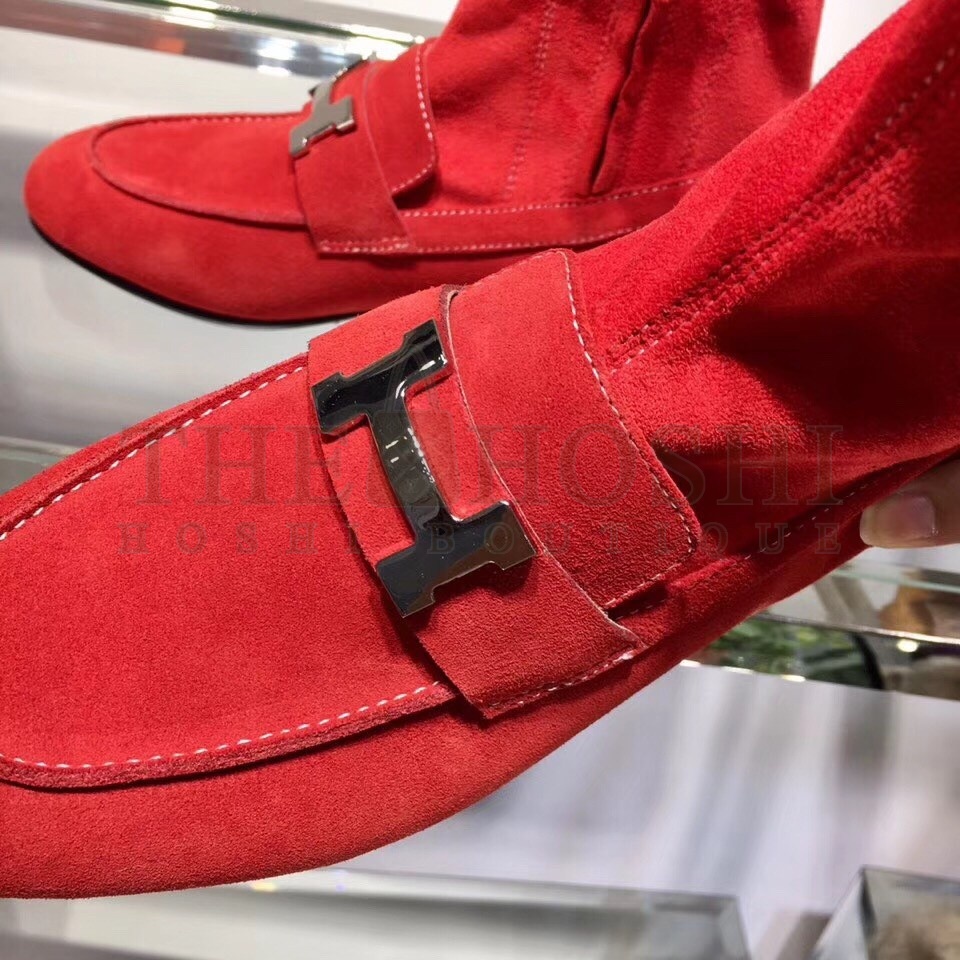 H**me5 Red Suede Saint Honore Ankle Boots Master Quality