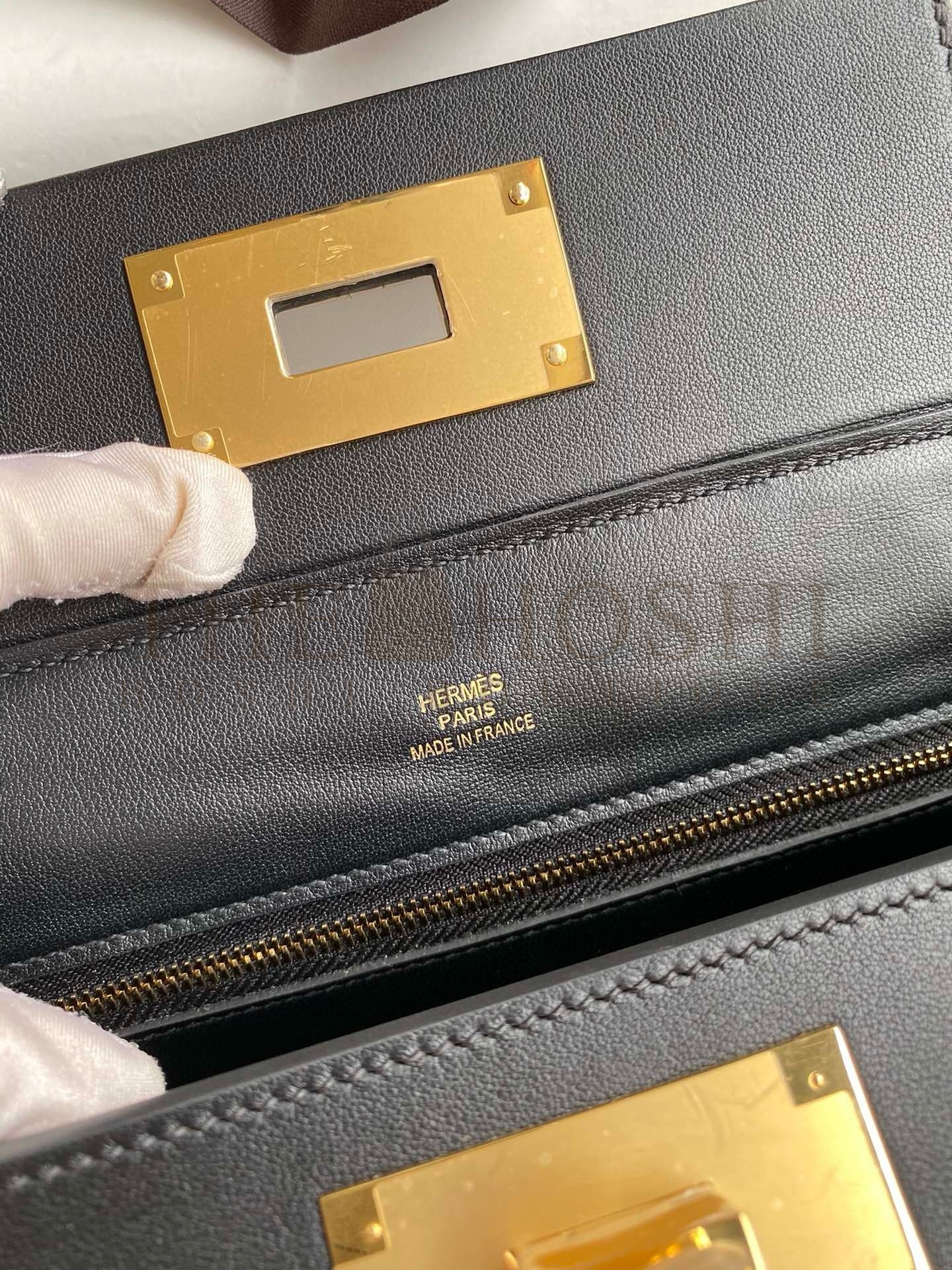 H**me5 24/24 Mini 21 Handmade Bag in Black Evercolor Leather Master Quality