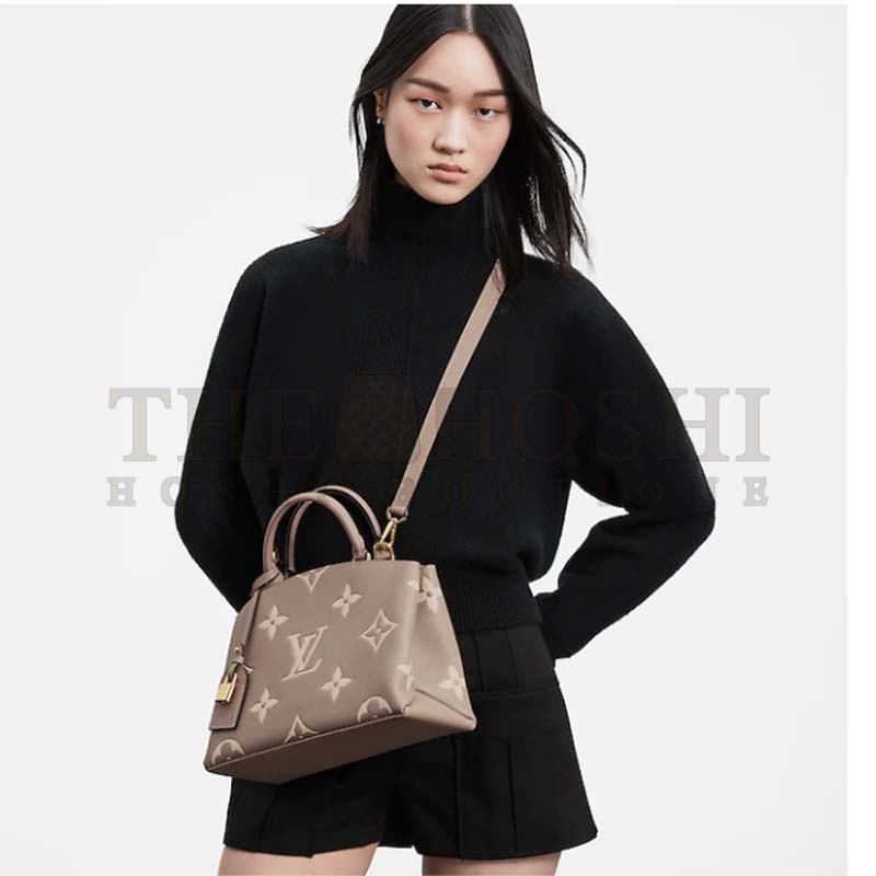 L0vis Vvtt0n LV Women Grand Palais Tote Bag Dove Monogram Embossed Grained Cowhide Master Quality