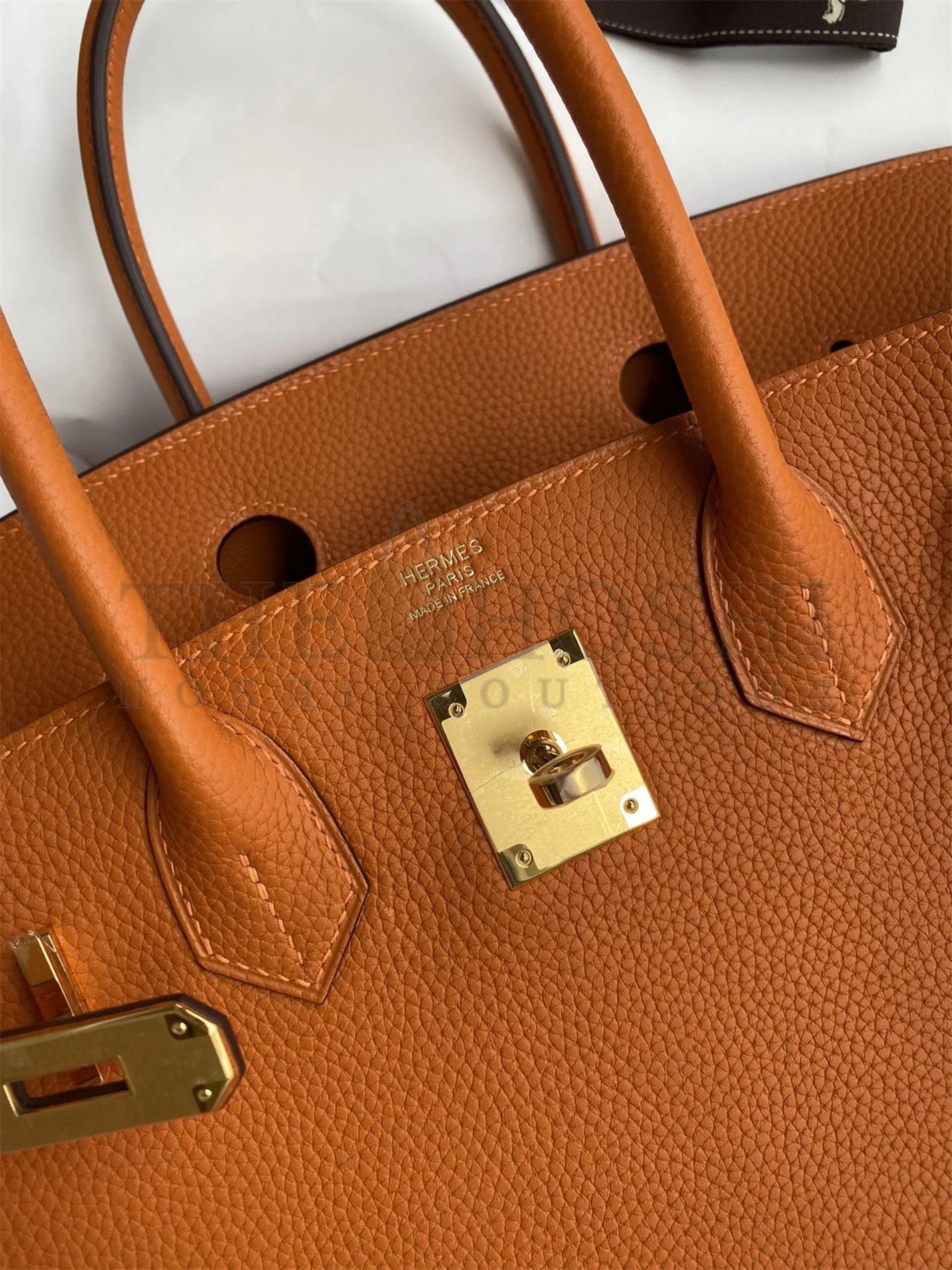 H**me5 Birkin 25 Retourne Handmade Bag In Orange Clemence Leather Master Quality