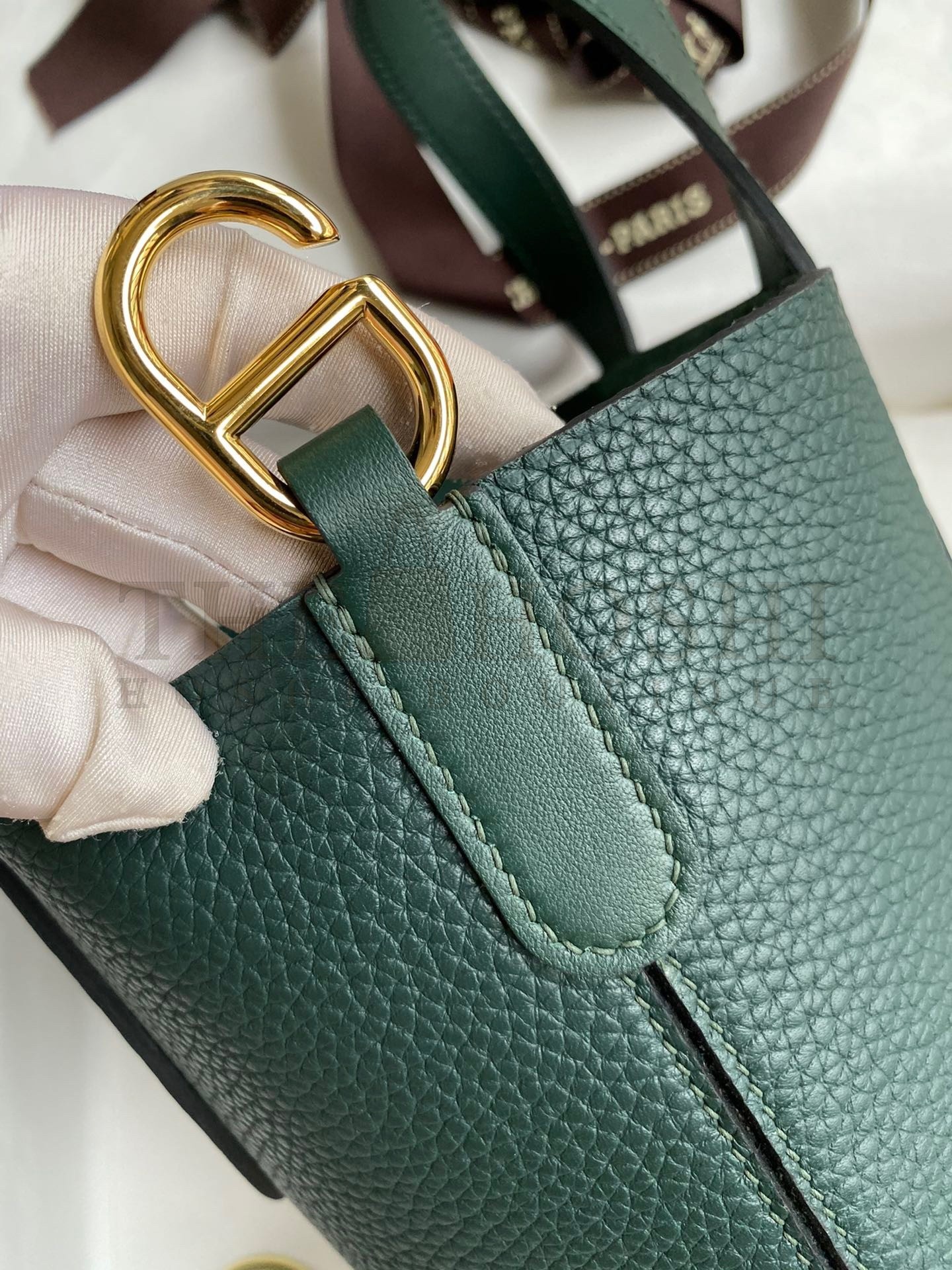 H**me5 In The Loop 18 Handmade Bag in Vert Cypres Clemence Leather Master Quality