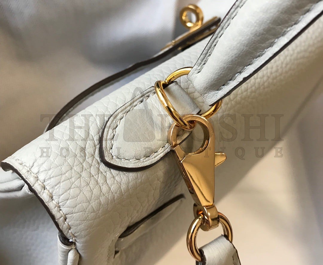 H**me5 Kelly 28cm Retourne Bag in Pearl Grey Clemence Leather GHW Master Quality