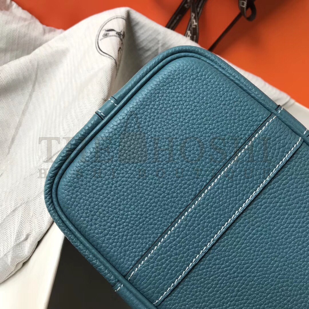 H**me5 Garden Party 30 Bag In Blue Jean Clemence Leather Master Quality
