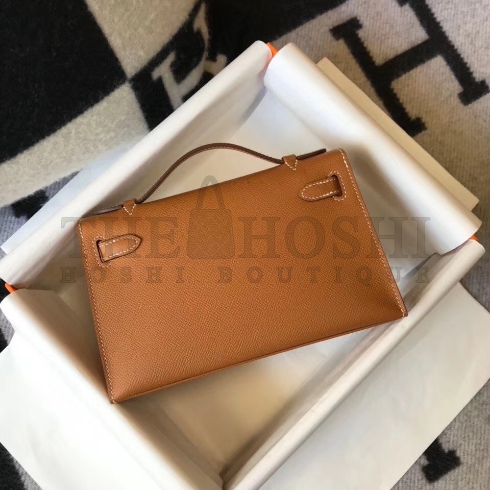 H**me5 Kelly Pochette Bag In Gold Epsom Leather Master Quality