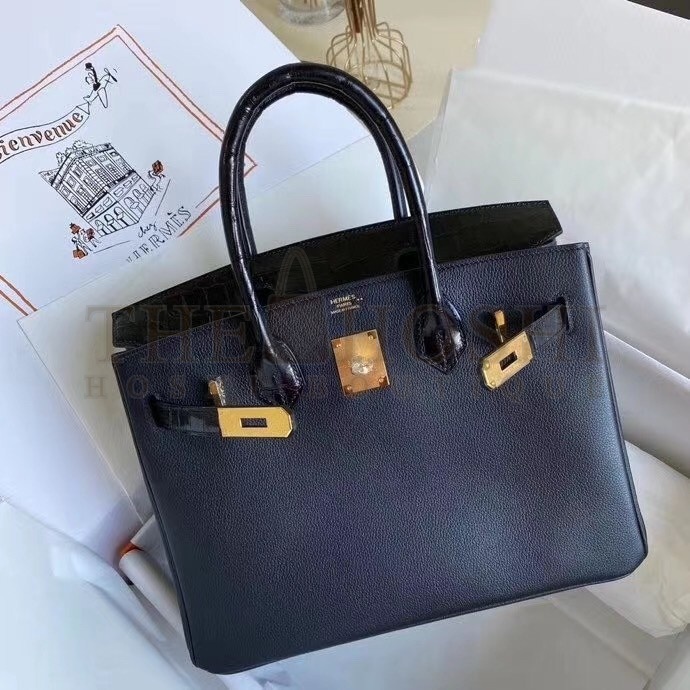 H**me5 Black Touch Birkin 30cm Bag Shiny Niloticus Crocodile Skin Master Quality
