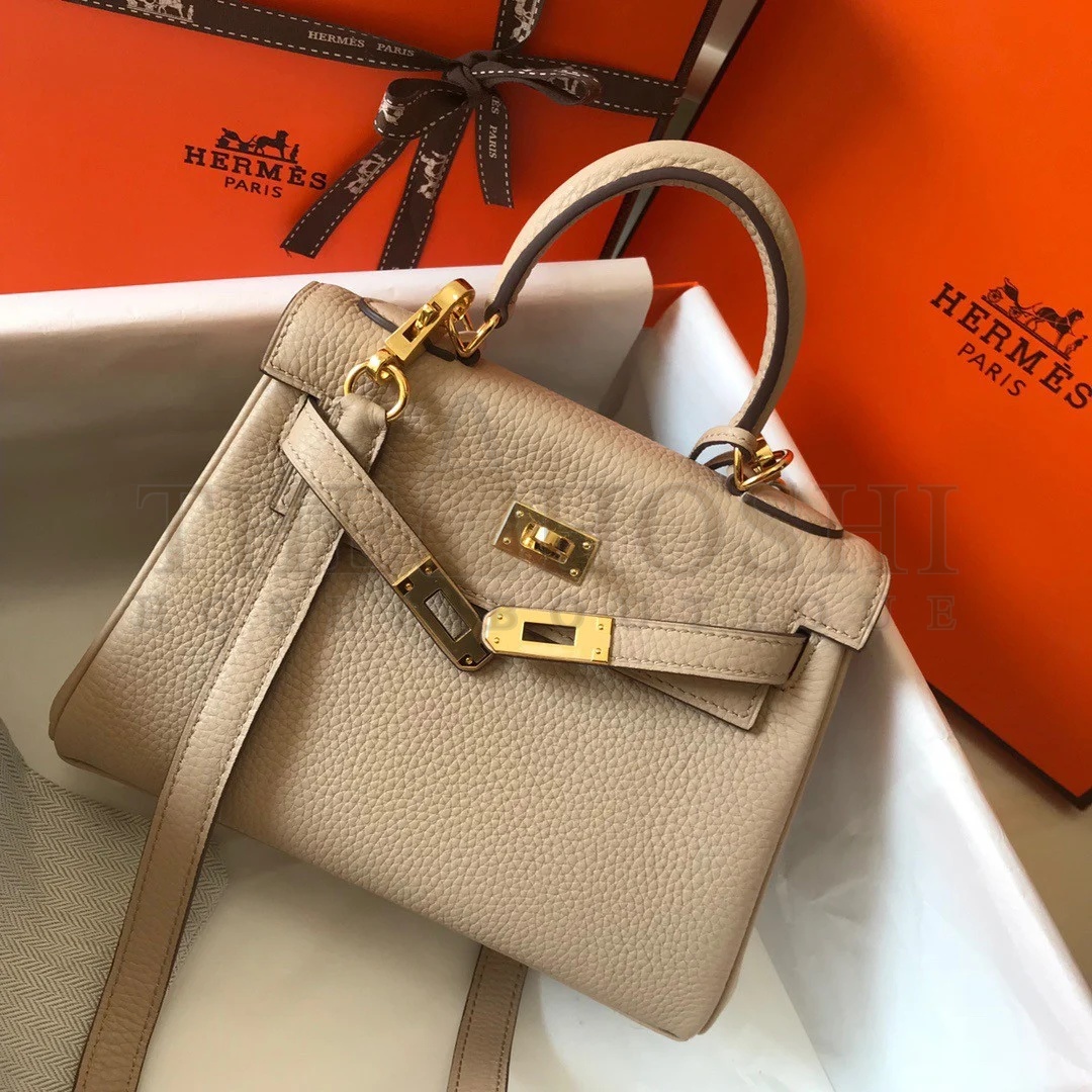 H**me5 Kelly 20cm Bag In Trench Clemence Leather GHW Master Quality