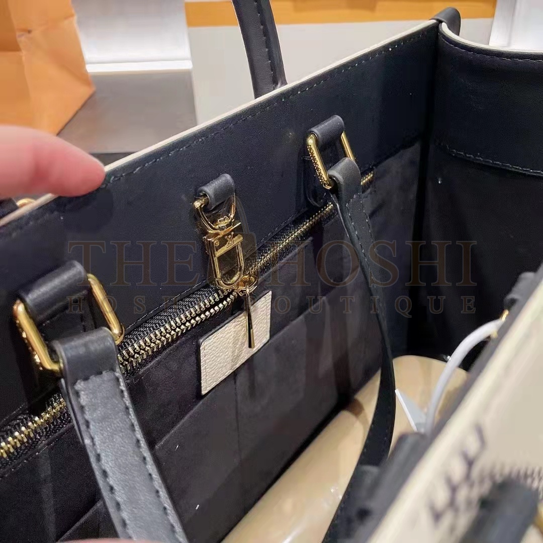 L0vis Vvtt0n LV Women OnTheGo MM Tote Bag Beige Embossed S*pple Grained Cowhide Master Quality