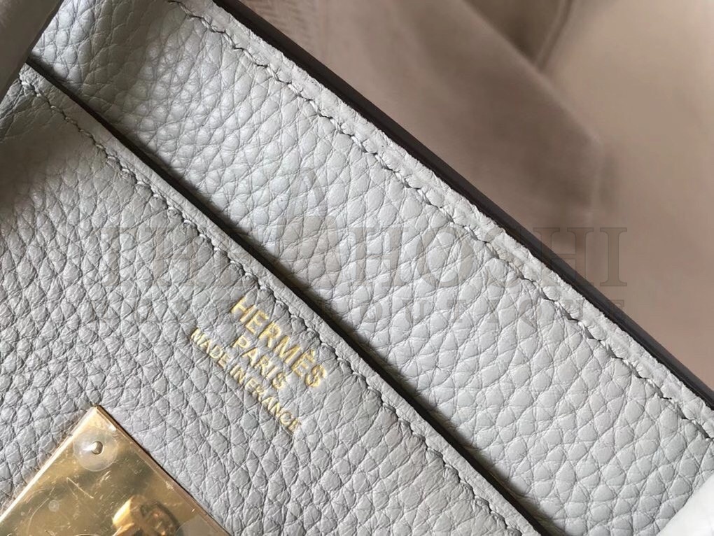 H**me5 Birkin 35 Bag in Pearl Grey Clemence Leather with GHW Master Quality