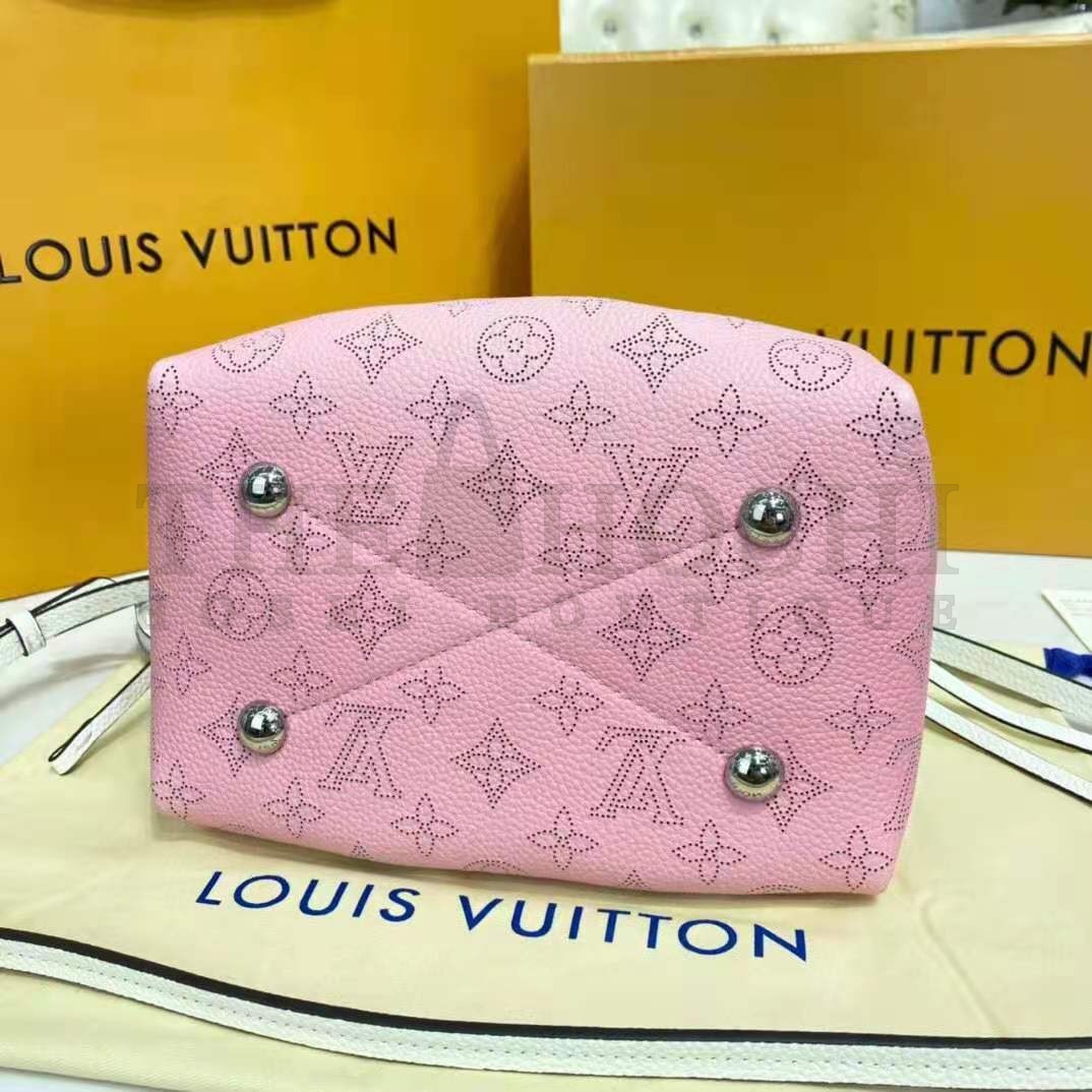 L0vis Vvtt0n LV Women Bella Bucket Bag Gradient Pink Mahina Perforated Calf Leather Master Quality