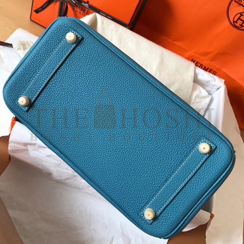 H**me5 Blue Jean Birkin 30cm Clemence Handmade Bag Master Quality
