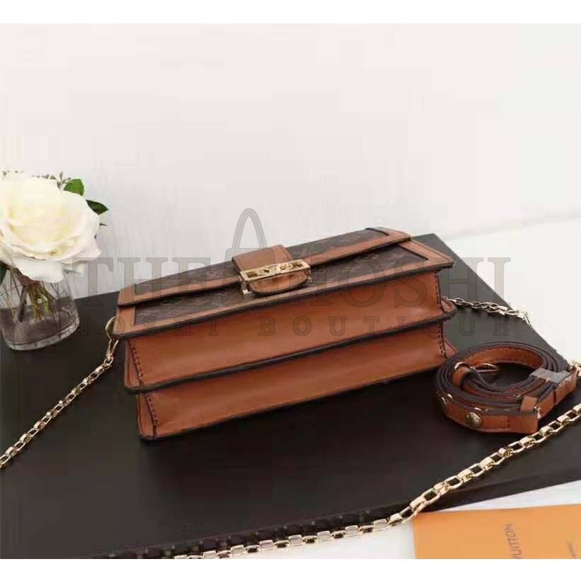 L0vis Vvtt0n LV Women Dauphine MM Handbag in Monogram Canvas-Brown Master Quality