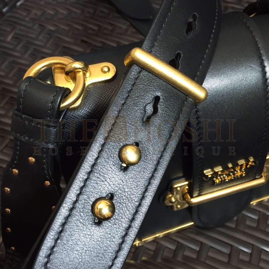Pra*a Cahier Shoulder Bag In Black Leather Master Quality