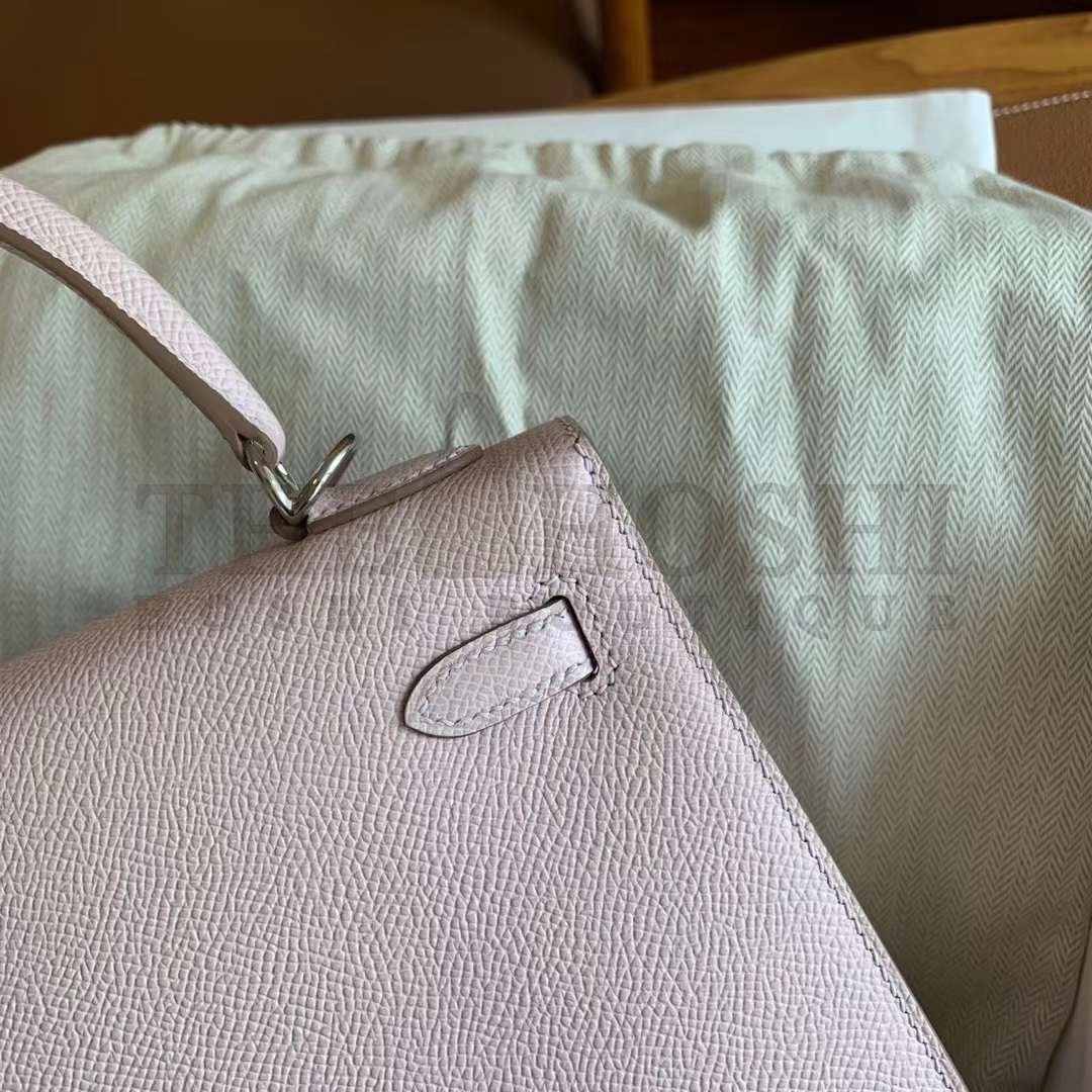 H**me5 Kelly Sellier 25 Handmade Bag In Mauve Pale Epsom Calfskin Master Quality