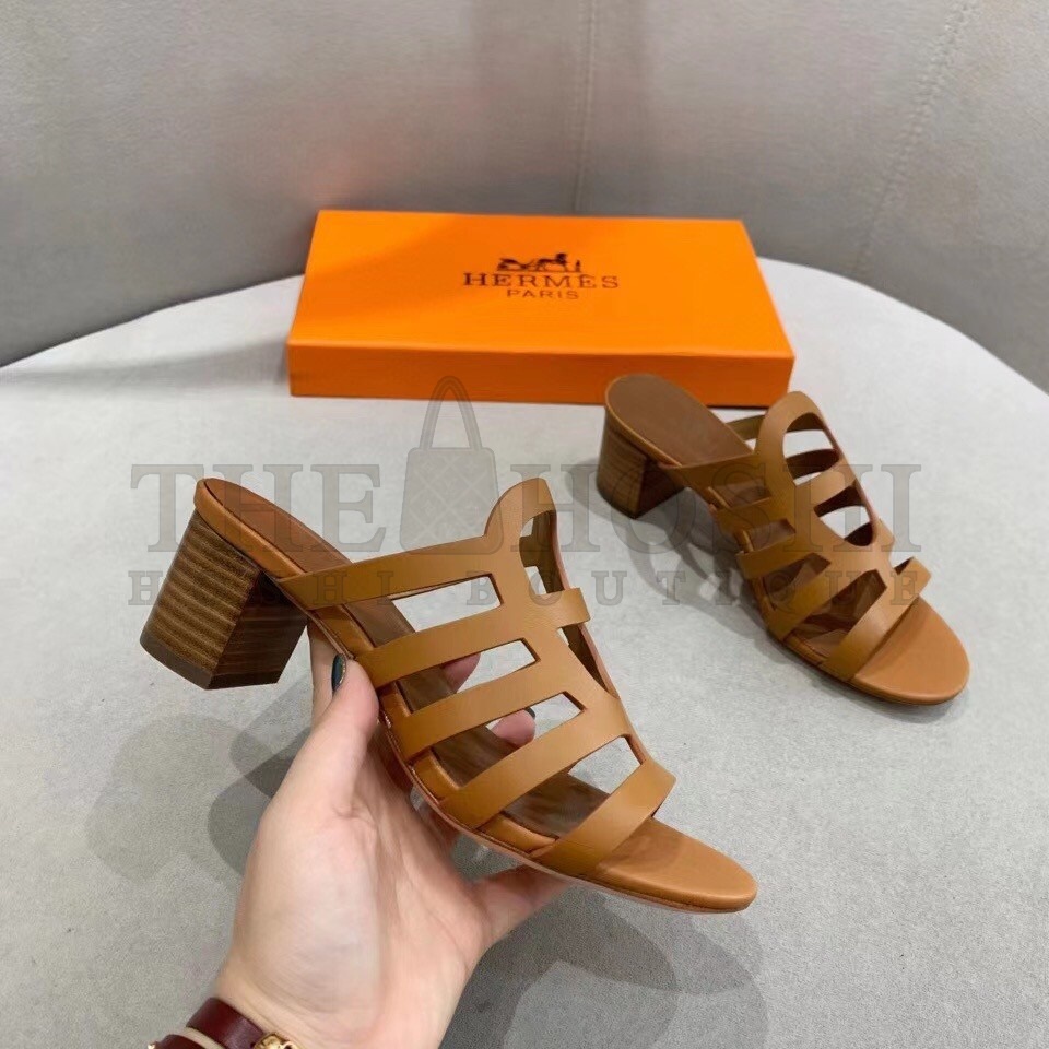 H**me5 Celena Sandals 5MM In Brown Calfskin Master Quality