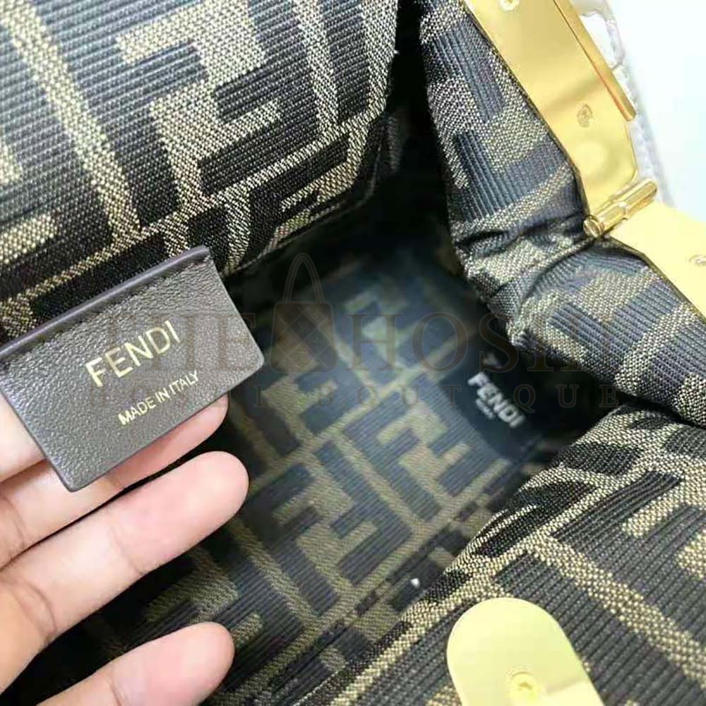 F**di Women First Small White Leather Bag Master Quality