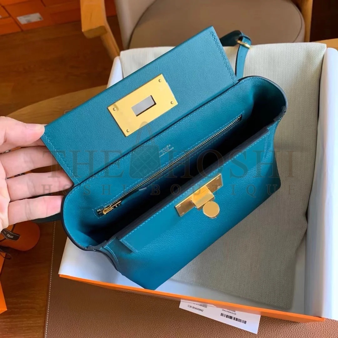 H**me5 24/24 Mini 21 Handmade Bag in Vert Bosphore Evercolor Leather Master Quality