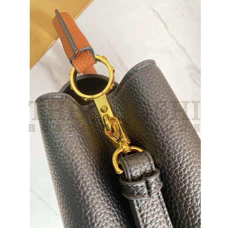 L0vis Vvtt0n LV Women Capucines MM Handbag Noir Black Rouge Taurillon Leather Master Quality